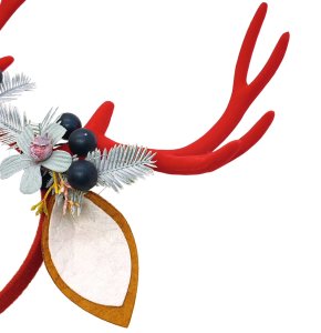 Reindeer Antlers Headband for Christmas Festive Red