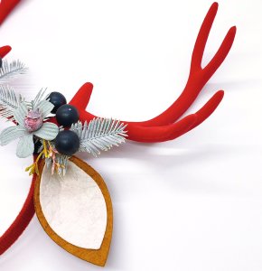 Reindeer Antlers Headband for Christmas Festive Red