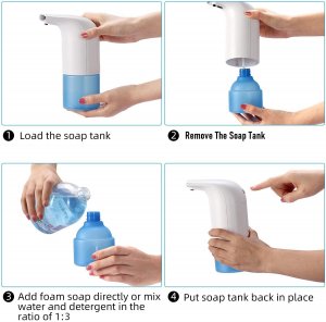 Soap and Sanitizer Dispenser Contactless Touchless Wall Mountable 300ML