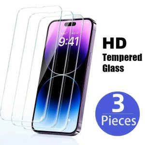 Screen Protectors For iPhone 14 13 13 Pro Triple Pack 3 x Full Cover