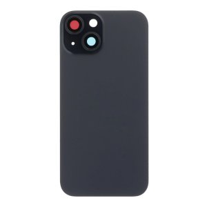 Glass Back For iPhone 15 Black Battery Door Camera Lens Bezel Magnetism Ring + Metal Plate Plain Without Logo