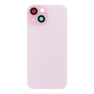 Glass Back For iPhone 15 Plus Pink Battery Door Camera Lens Bezel Magnetism Ring + Metal Plate Plain Without Logo