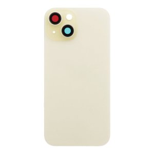 Glass Back For iPhone 15 Plus Yellow Battery Door Camera Lens Bezel Magnetism Ring + Metal Plate Plain Without Logo