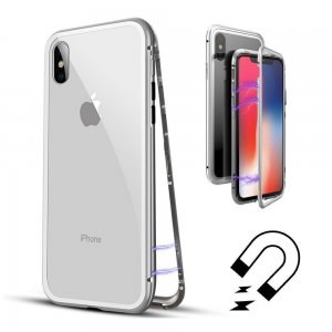 Case For iPhone X White Magnetic Absorption Metal Edge