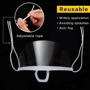 Reusable Mouth Shield Cover Transparent Anti Fog Pack of 4