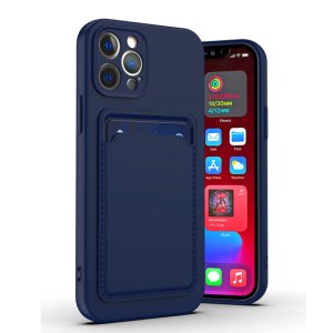 Case For iPhone 14 Pro Max 15 Pro Max Silicone Card Holder Protection in Navy