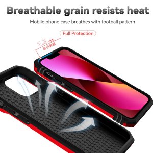 Case For iPhone 14 Plus 15 Plus Red Armoured With Ring Holder Stand Camera