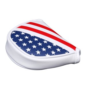 PU Leather USA Flag Golf Half Mallet Putter Club Cover Headcover