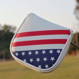 PU Leather USA Flag Golf Square Mallet Putter Club Cover Headcover