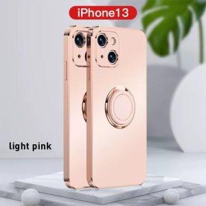 Case For iPhone 13 in Pink Luxury Plating Magnetic Car Ring