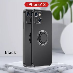 Case For iPhone 13 Pro in Black Luxury Plating Magnetic Car Ring