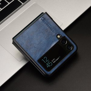 Case For Samsung Z Flip 4 Black Ultra Thin PU Leather Protection Cover