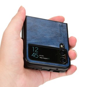 Case For Samsung Z Flip 4 Blue Ultra Thin PU Leather Protection Cover