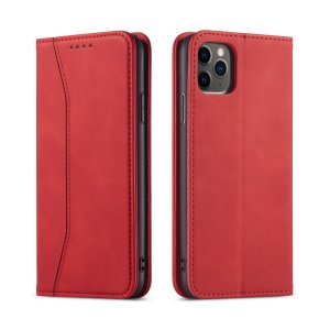 Flip Case For iPhone 15 Leather Multi Card Holder Phone Case Stand in Red