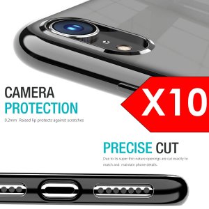 Cases For iPhone Xr Bulk Pack of 10 X Clear Silicone With Black Edge