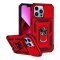 Case For iPhone 14 Pro Max Red Armoured Ring Holder Stand Camera Shutter