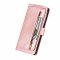 Flip Case For iPhone 13 Pro Max Wallet with Zip and Card Holder Pink