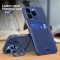 Case For iPhone 14 Plus in Blue Card Holder Lens Protector Stand