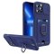 Case For iPhone 13 Blue Multi Function with Magnetic Ring Holder Camera Shutter