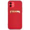 Case For iPhone 12 12 Pro With Silicone Card Holder Red