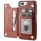 Case For iPhone 14 Plus 15 Plus in Brown Flip Leather Multi Card Holder