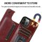 Case For iPhone 14 15 in Brown Flip Leather Multi Card Holder