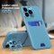 Case For iPhone 14 Plus in Lake Blue Card Holder Lens Protector Stand