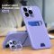 Case For iPhone 14 in Purple Card Holder Lens Protector Stand