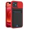 Case For iPhone 12 Pro Max in Red Ultra thin Case with Card slot Camera shutter