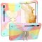 Case For iPad Air3 7th 8th 9th Butterfly MultiColour Pink Rainbow with Strap