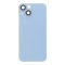 Glass Back For iPhone 14 Blue Battery Door Camera Lens Bezel Magnetism Ring + Metal Plate Plain Without Logo