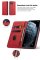 Flip Case For iPhone 15 Plus Leather Multi Card Holder Phone Case Stand in Red