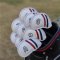 Golf Leather Headcovers Irons Set 9 Pcs Iron Head Covers in White With Stripes