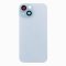 Glass Back For iPhone 15 Blue Battery Door Camera Lens Bezel Magnetism Ring + Metal Plate Plain Without Logo