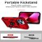 Case For iPhone 14 Pro Max Red Armoured Ring Holder Stand Camera Shutter