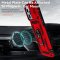 Case For iPhone 14 Pro Max Red Armoured Ring Holder Stand Camera Shutter